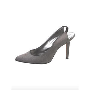 New CALVIN KLEIN COLLECTION Silver Slingback Pumps SHOES 37 / 7